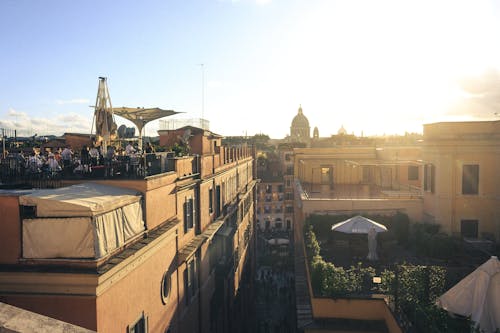 Rooftops and Skyline of Rome at Sunset