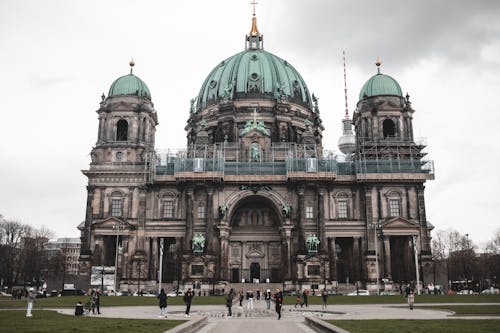 Facade of the Berlin Cathedral under a Cloudy Sky, Berlin, Germany 