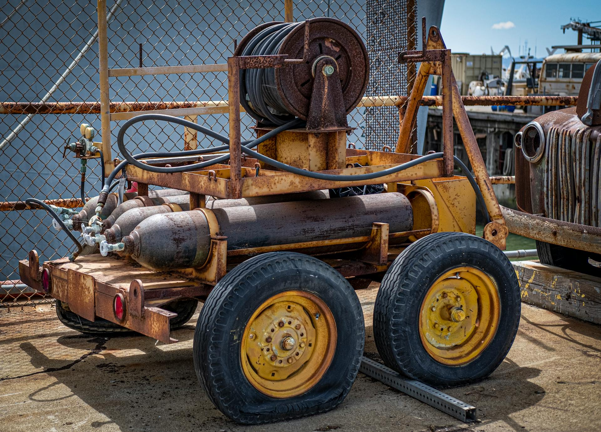 Trailer with Hoses and Bottles