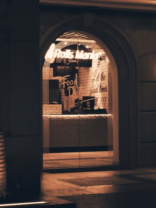 Food Bar Window at Night