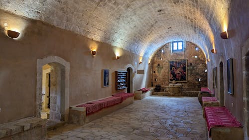 Inteiror of Arkadi Monastery in Greece