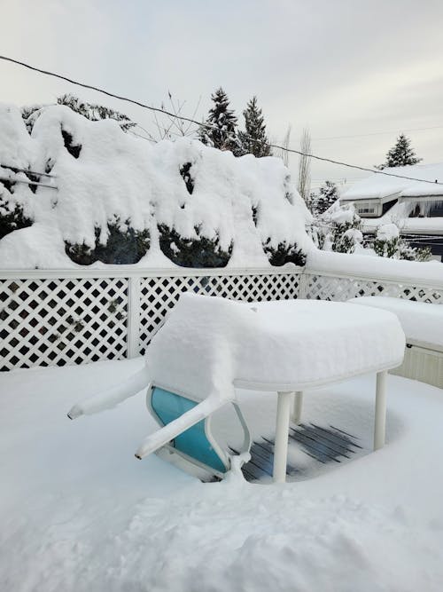 Furniture on a Terrace Covered in Snow 
