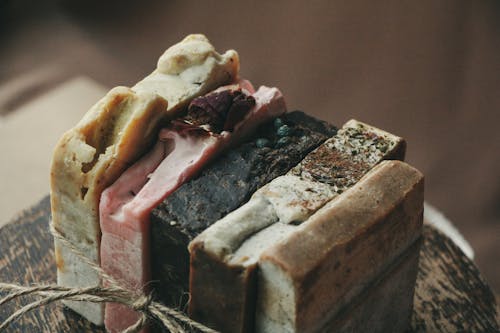Close-up of Natural Handmade Soap Bars 