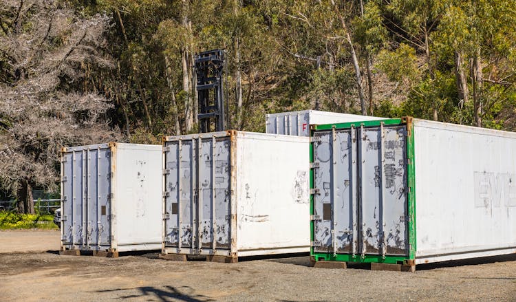 Cargo Containers On The Ground 