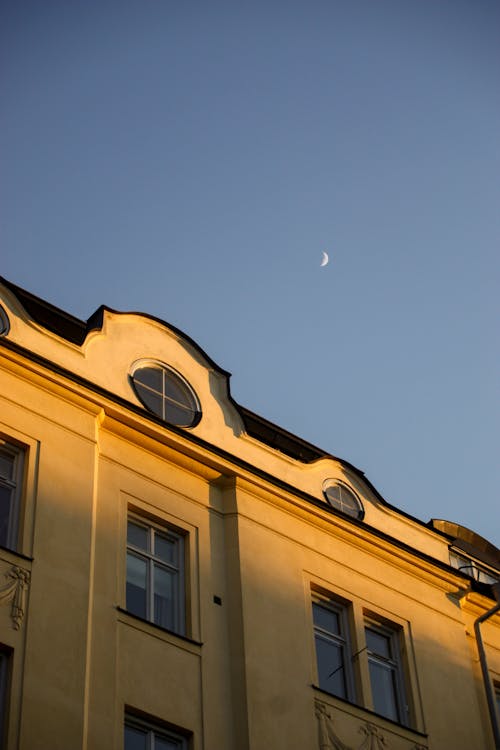 Free stock photo of city view, crescent moon, nordic