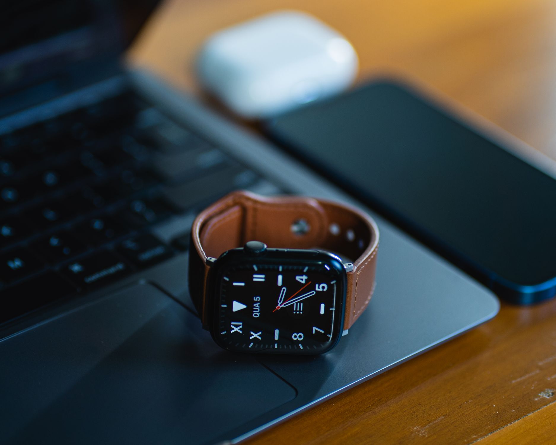 Portable Computer Watch Laptop and Wristwatch · Free Stock Photo