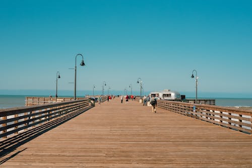 Clear Sky over Pier on Sea Shore