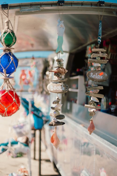 Hanging Wooden Decorations with Shells