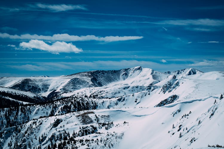 Sunlit Mountains In Winter