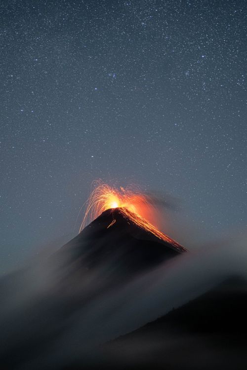 Stunning Nighttime Eruption of Mount Merapi ยท Free Stock Photo