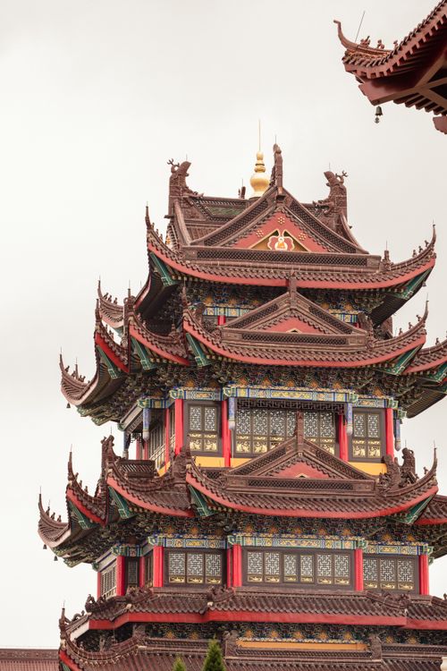 Free Close-up of a traditional ornate Chinese pagoda showcasing cultural and architectural design. Stock Photo