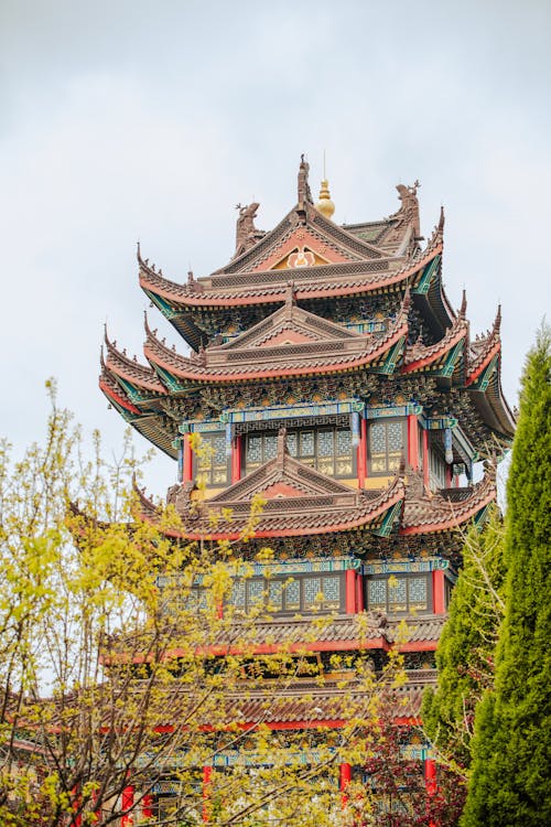 Facade of a Traditional Chinese Temple