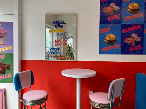 Interior of a Restaurant in a Retro American Style 