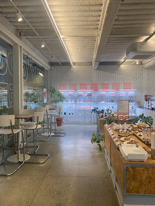 Tables, Chairs and Counter in Restaurant