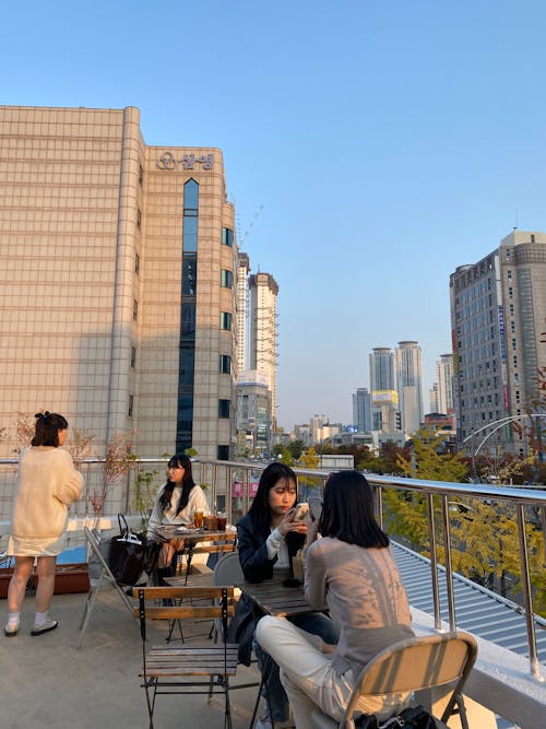 People on a Terrace of a Restaurant
