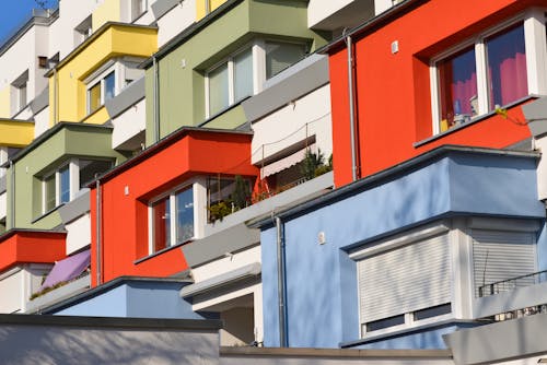 Facade of a Colorful Apartment Building