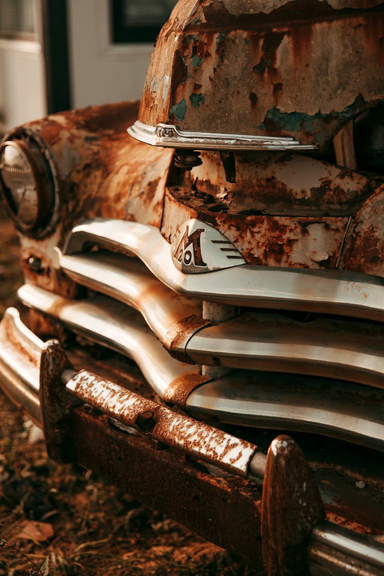 Close Up Of Rusty Car Wreck