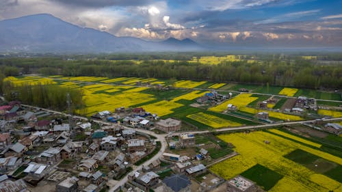 Ingyenes stockfotó drónfelvétel, falu, légi fotózás témában