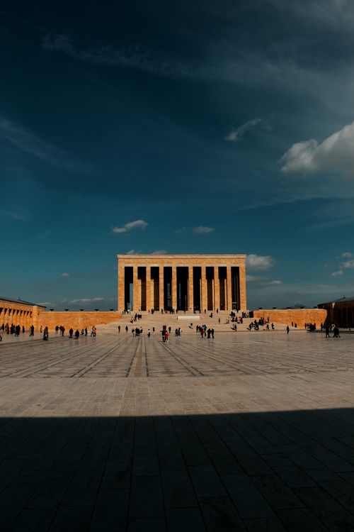 Free Anıtkabir, the mausoleum of Mustafa Kemal Atatürk, in Ankara with a clear blue sky. Stock Photo