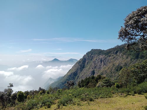 Foto profissional grátis de montanhas, neblina, nuvens brancas