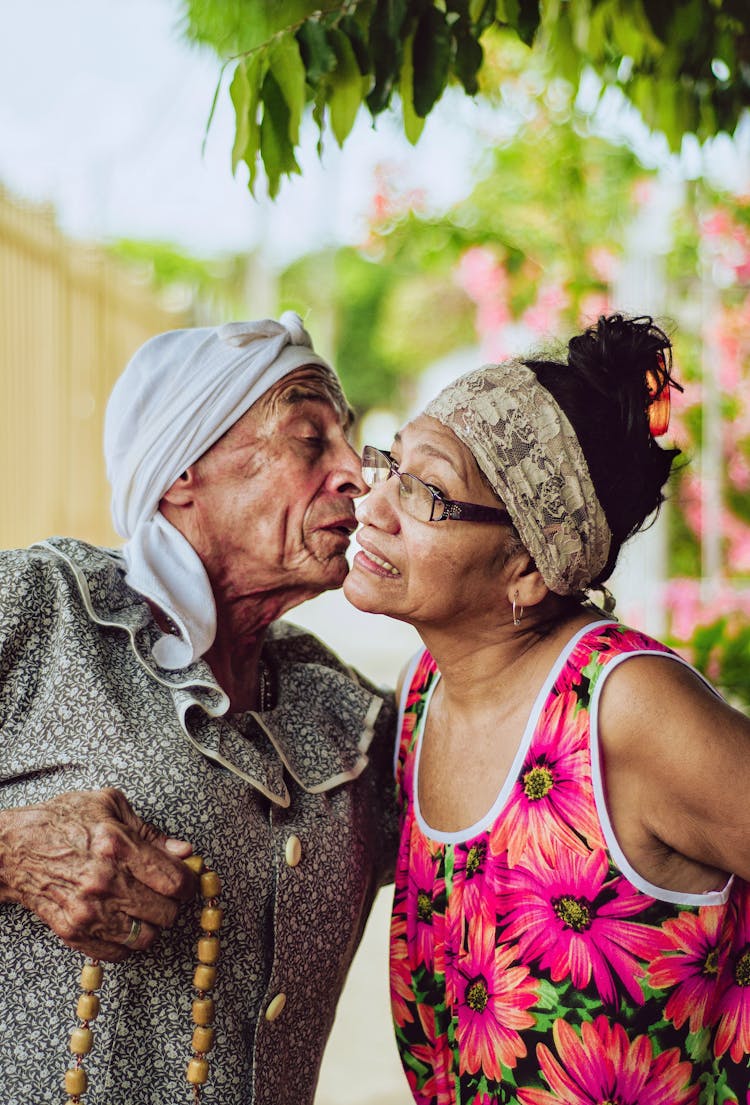 Faces Of Elderly Couple Together