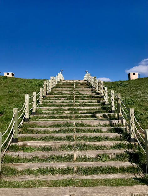 Steep Stairs To The Hill Stock Photo, Picture and Royalty Free Image. Image  93650601.