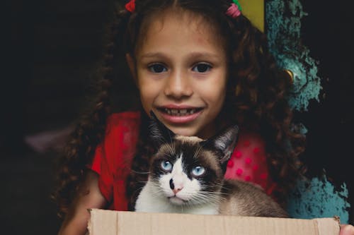 Little Girl with Cute Cat