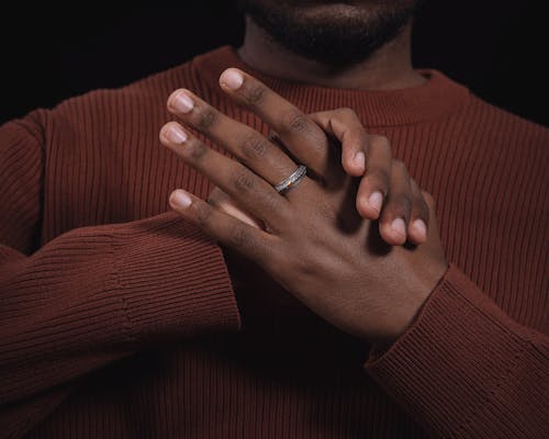 Silver Ring on Mans Hand 