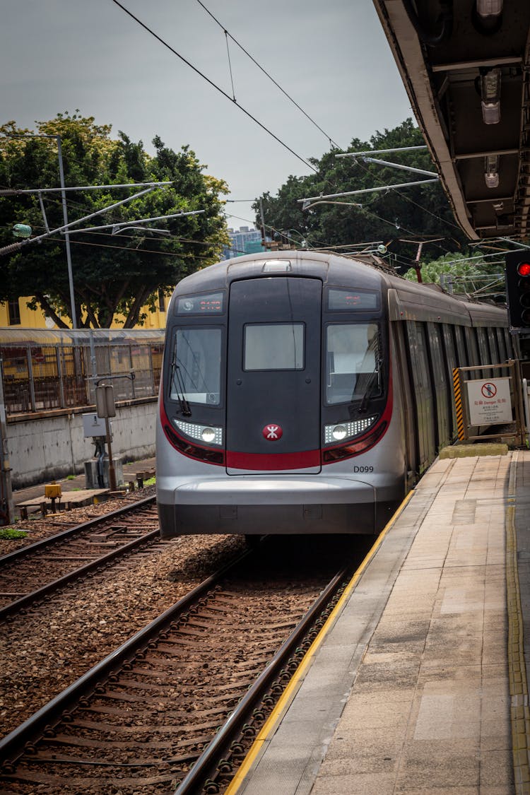 Train On Tracks On Railway Station