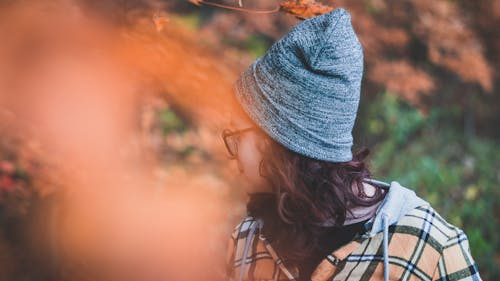 Woman in a Forest in Autumn 