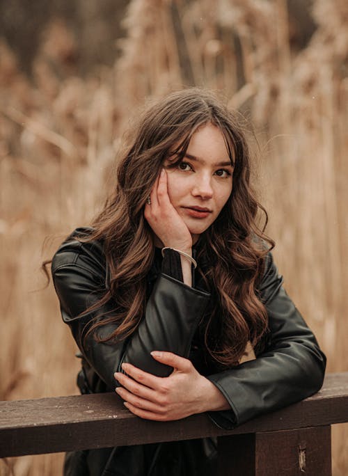 Portrait of a Brunette Standing Outdoors 