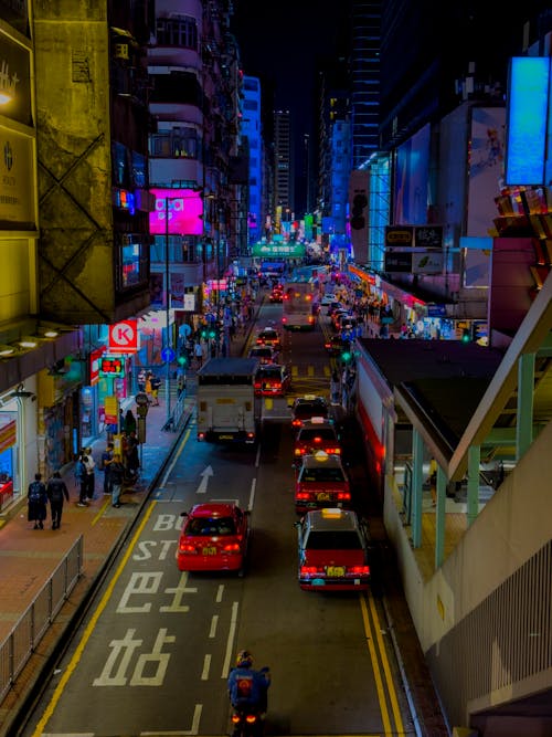 gece şehir, Hong Kong, şehir arka plan içeren Ücretsiz stok fotoğraf