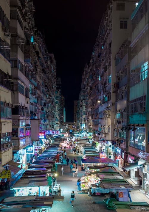 Night Market on Sham Shui Po Street in Hong Kong