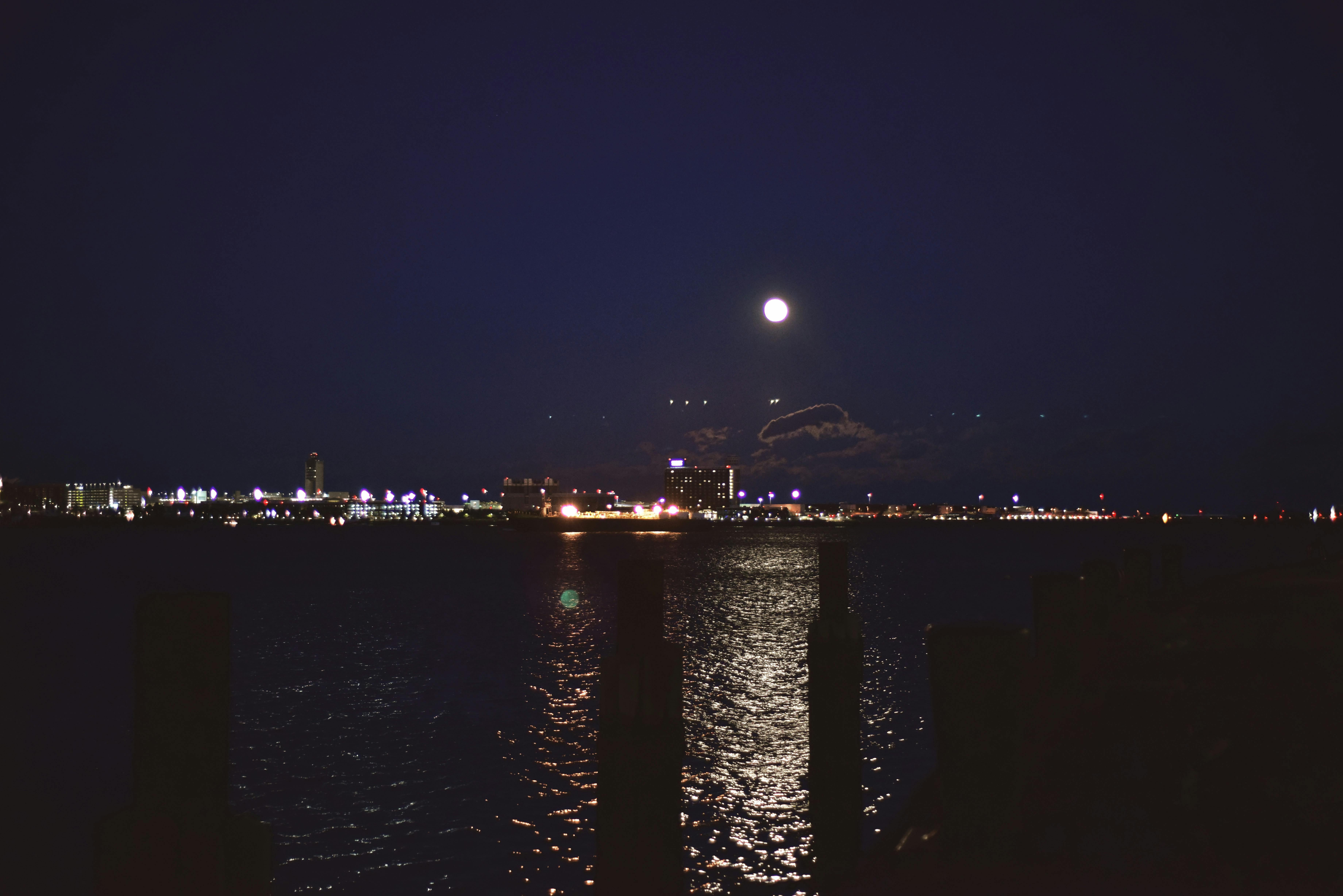 Free stock photo of full moon, full moon on the sea, sea night
