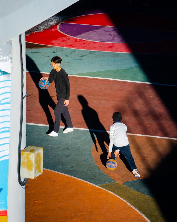 Teenagers During Basketball Practice