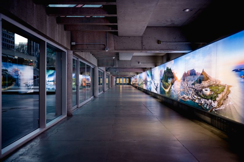 Shopify exhibit with an illuminated full-length display wall