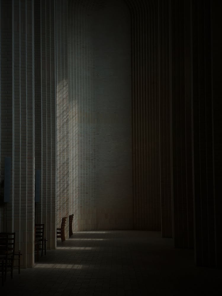 Dark Interior Of Church In Copenhagen