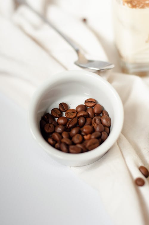 Coffee Beans in White Bowl