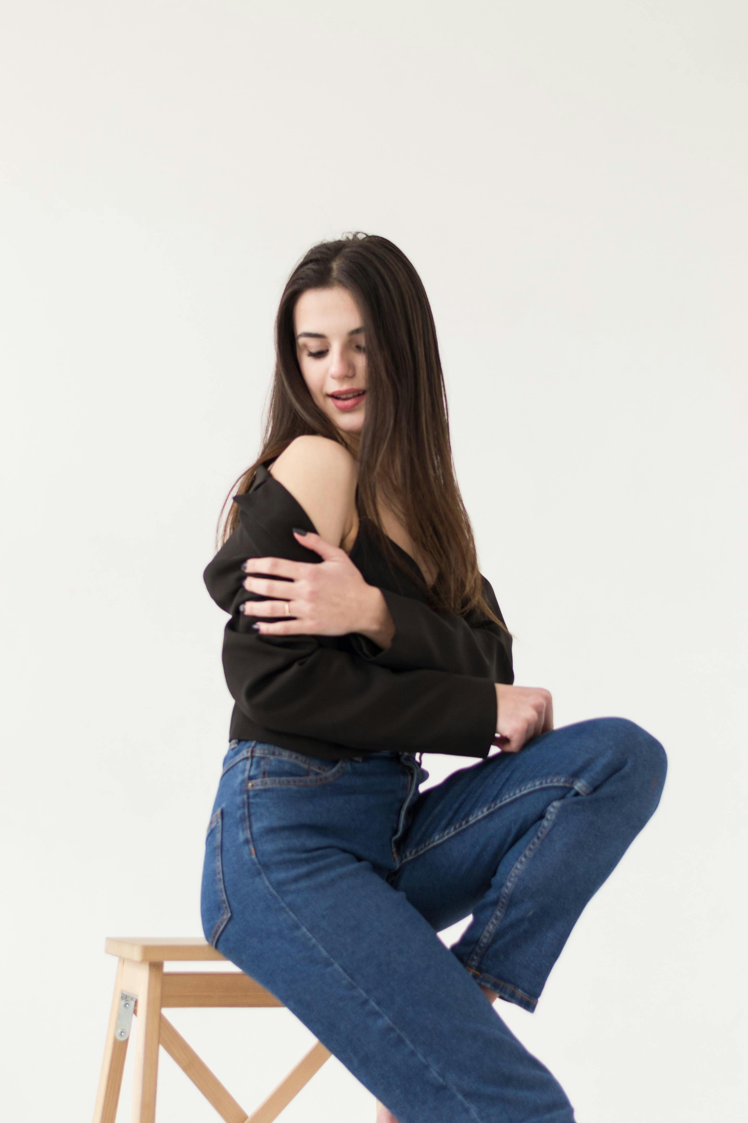 Woman Posing in Underwear and Shirtless in Jacket · Free Stock Photo