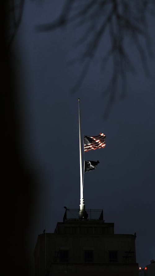 A Flagpole at Night 