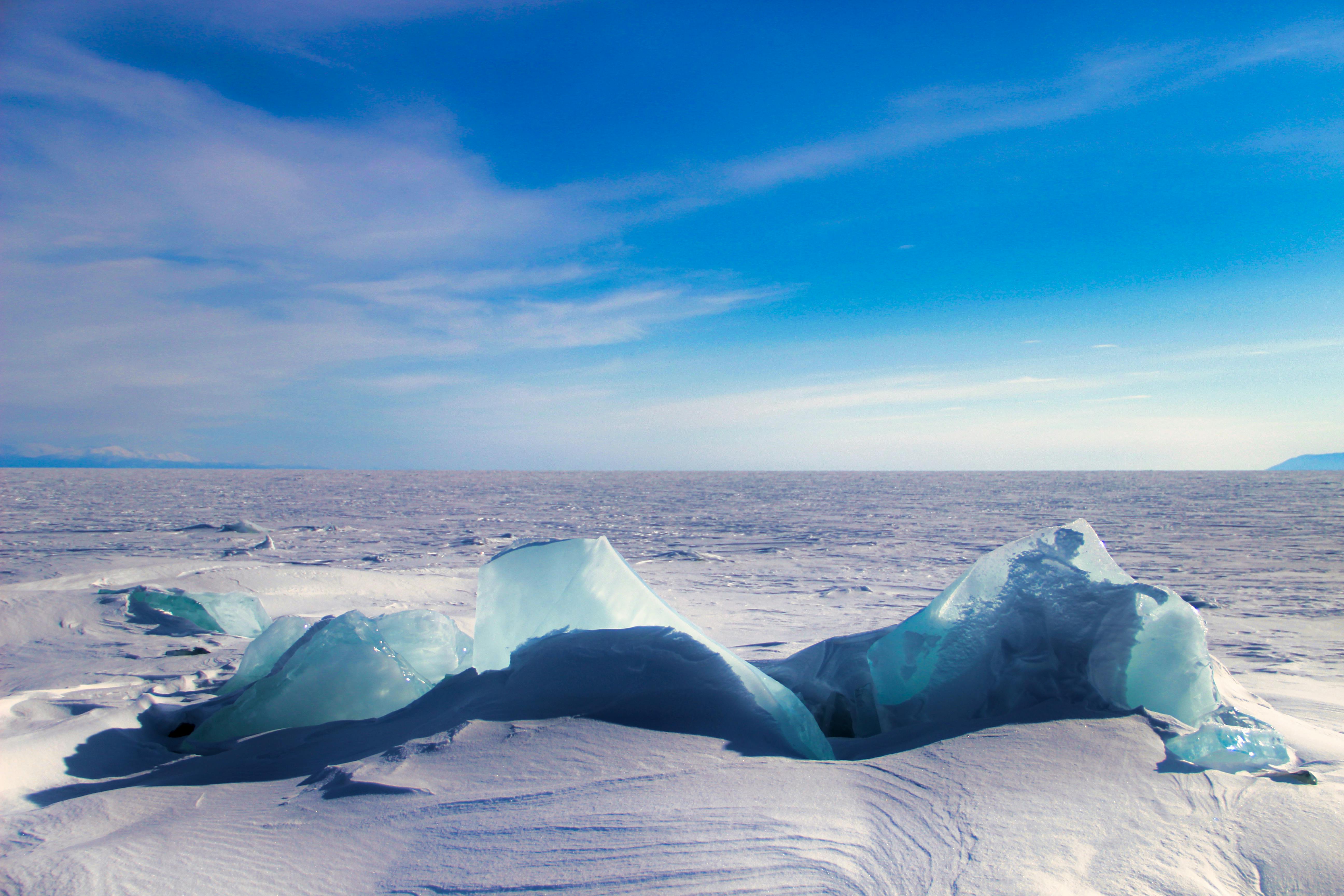 icebergs on the beach in the arctic