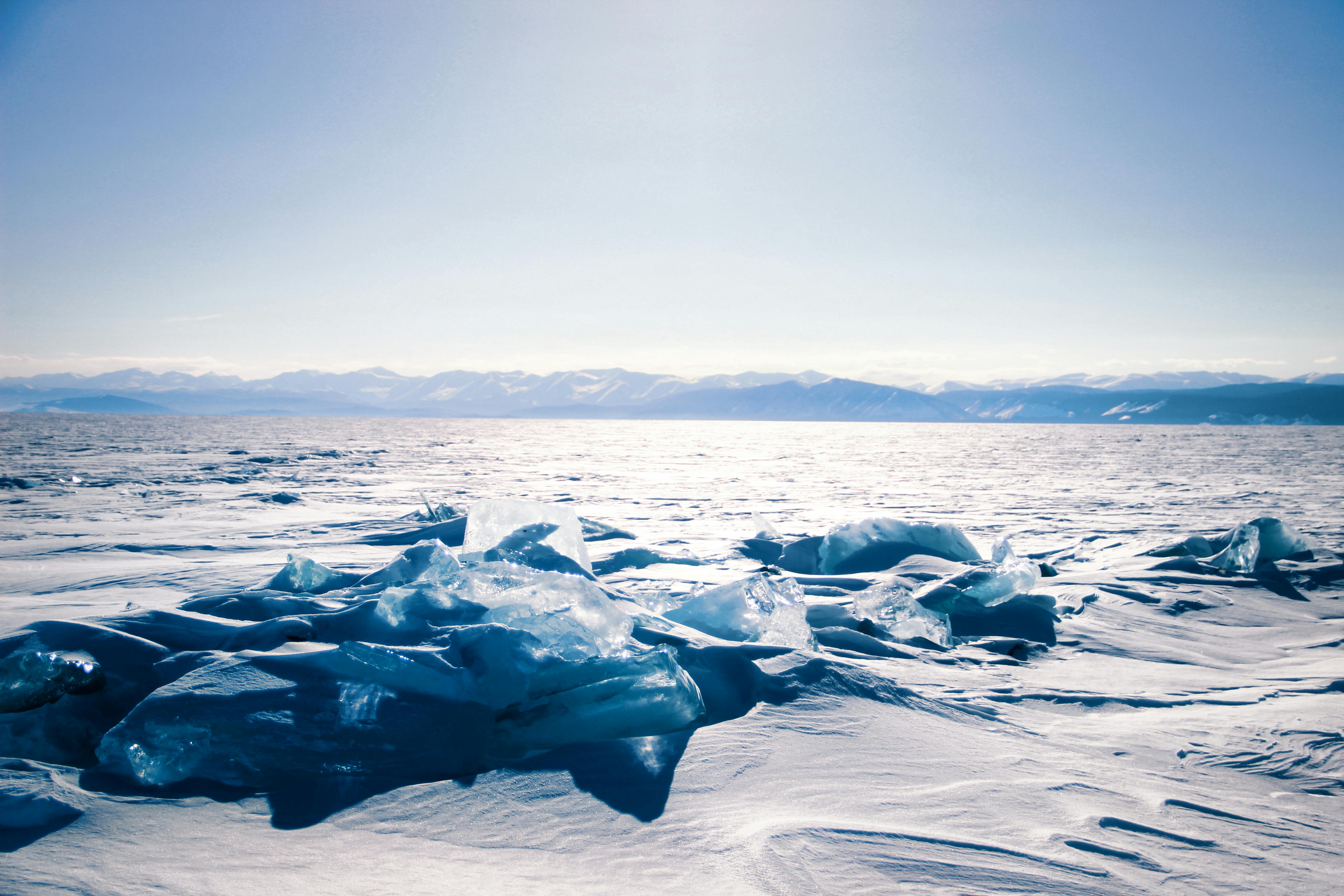 a large body of water with ice on it