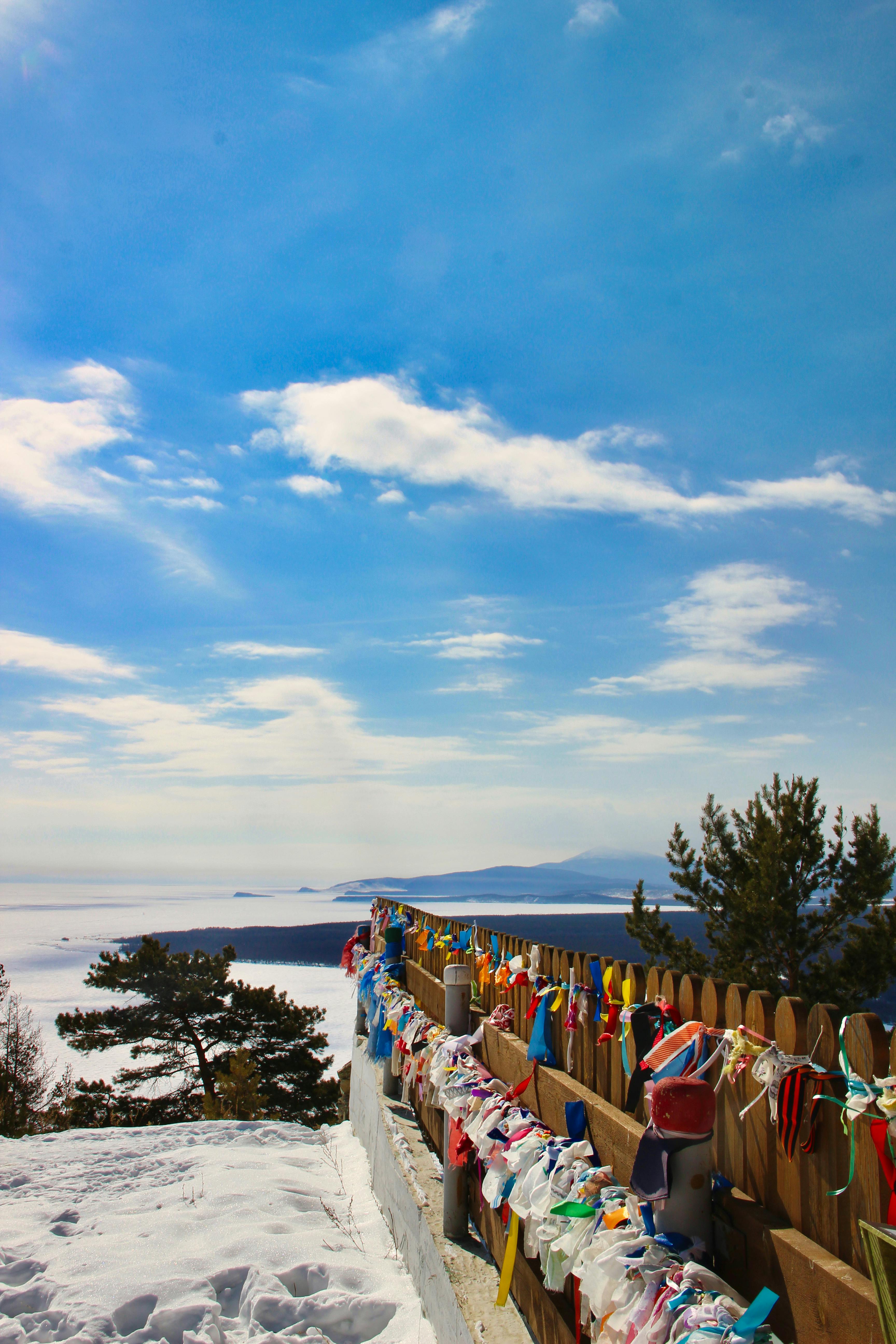 a view of the snow covered mountains and sky