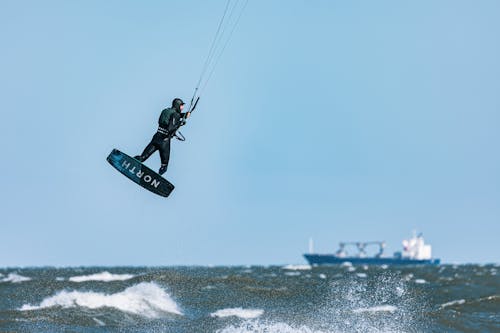 kite surfing in the sea