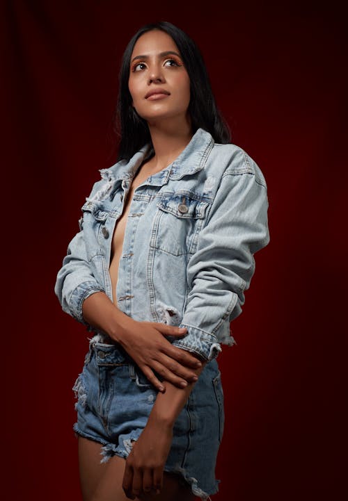 Woman Posing in Jean Jacket