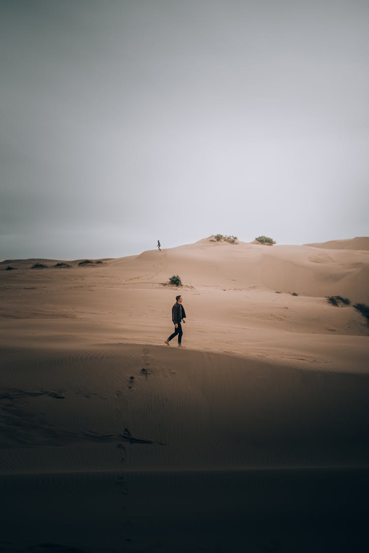 Man Walking On Desert