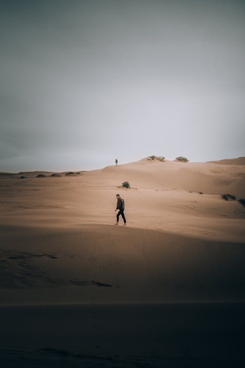 A Man on a Desert at Sunset