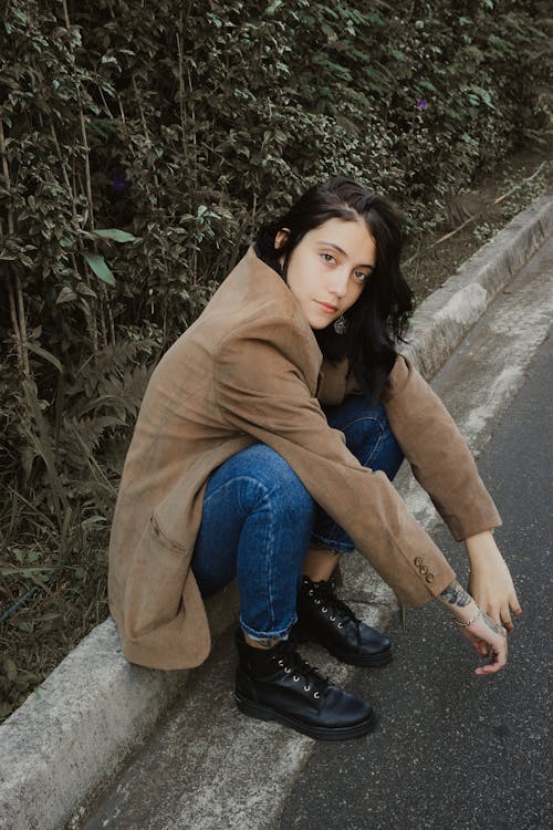 Brunette in Jacket and Jeans