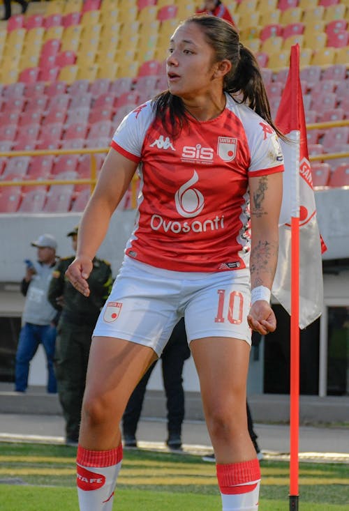 A Female Player during a Soccer Match