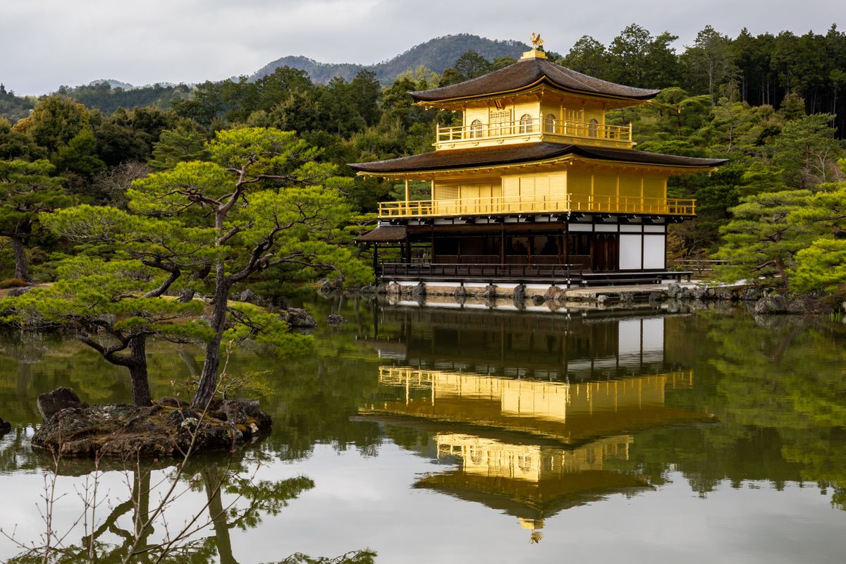 Kinkaku-ji Golden Pavilion with reflection in pond
